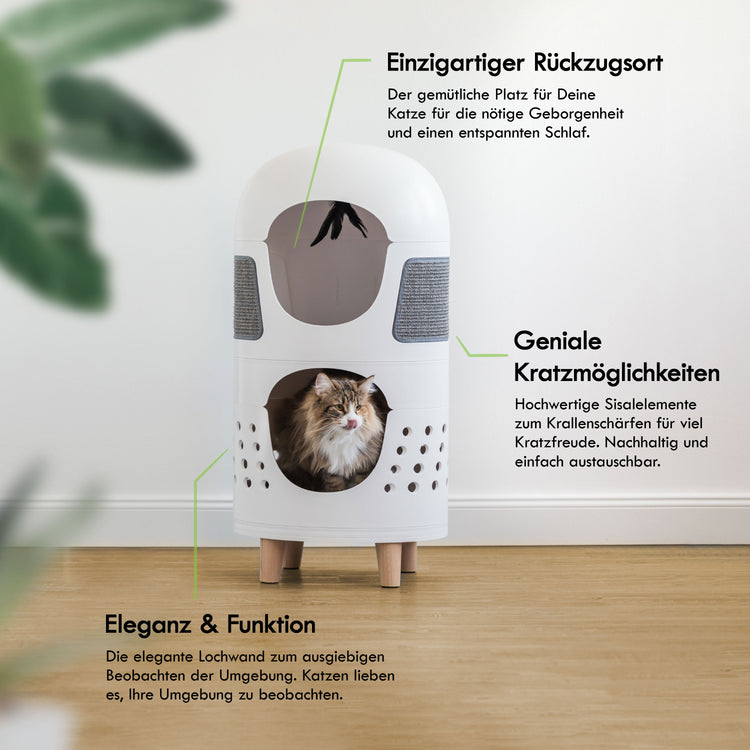 Kratzbaum Catrub ONE – Designermöbel für Katzen (Weiß)