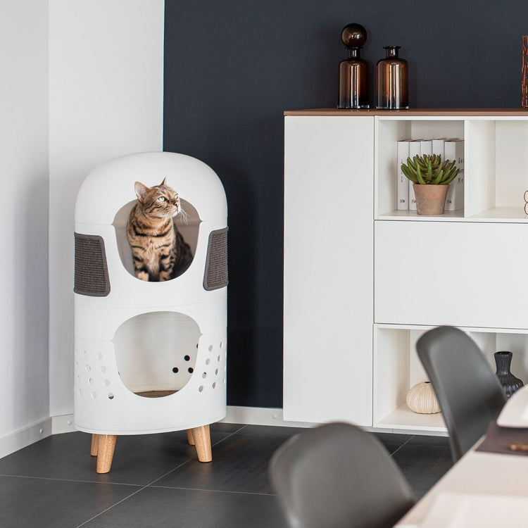 Kratzbaum Catrub ONE – Designermöbel für Katzen (Weiß)